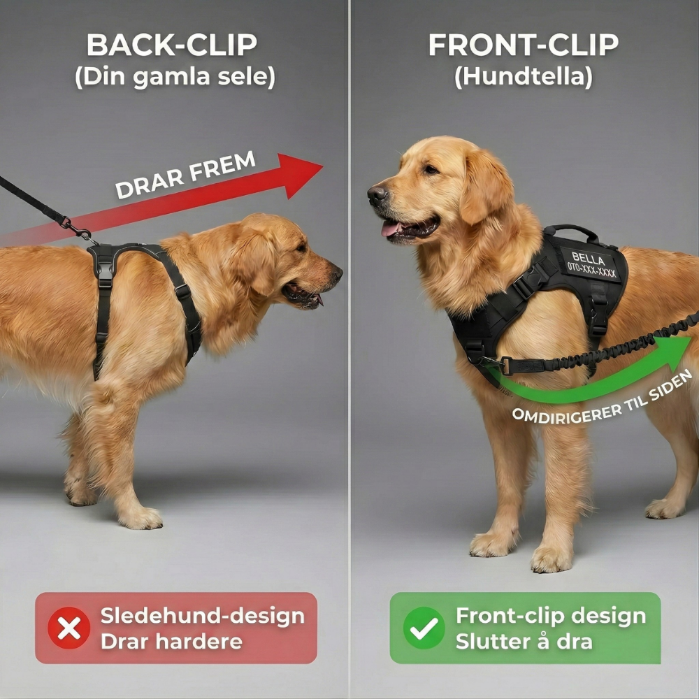 Hundtella Anti-drag & Finn hjem-sele