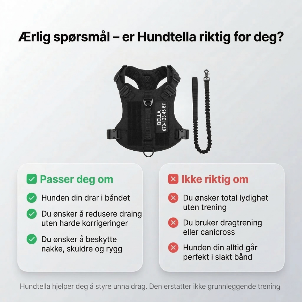 Hundtella Anti-drag & Finn hjem-sele